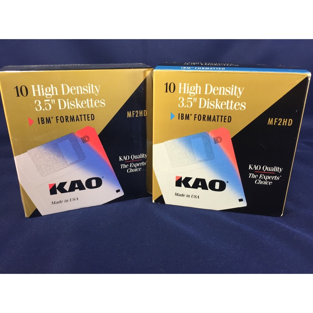 KAO 20 Pack High Density 3.5 Floppy Diskettes IBM Formatted MF2HD 1.44MB USA